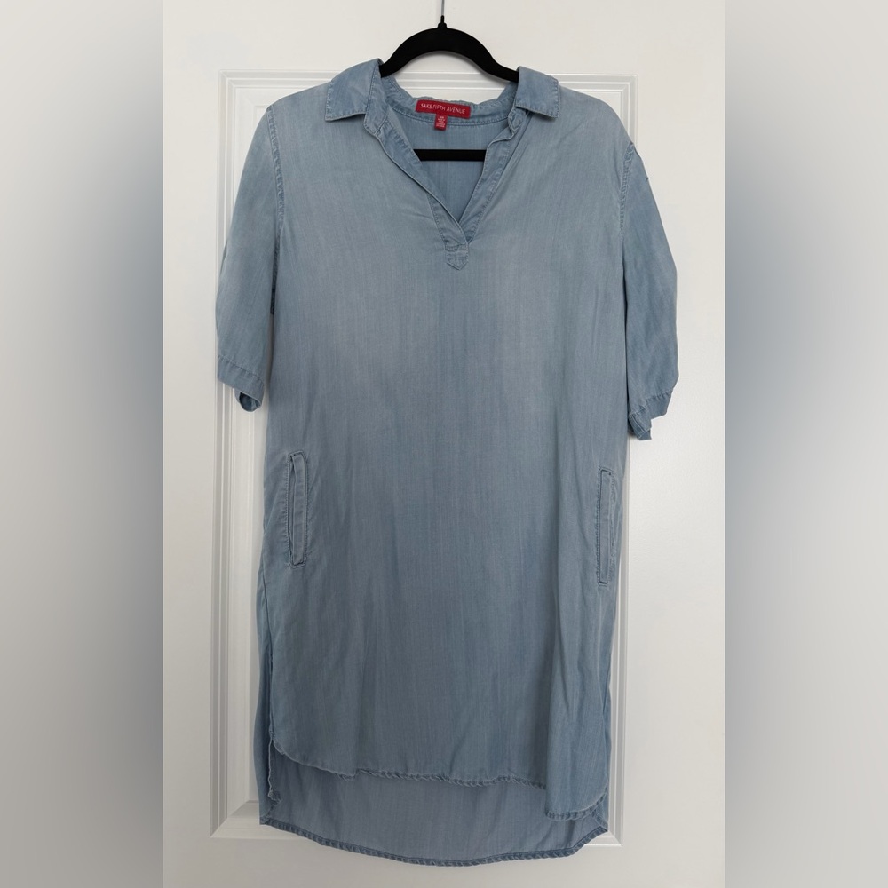 Women’s Casual Short Sleeve Shirt Dress - Jean Light Blue